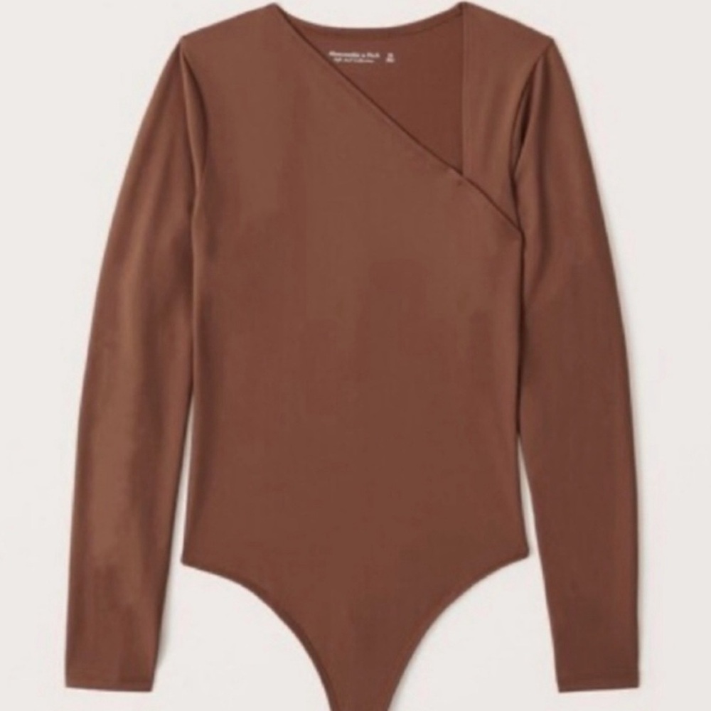 Abercrombie & Fitch Women's L Body Suite Brown Camel color Asymmetrical Soft AF